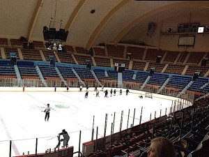 Jr. Bears practice under the new roof and ceiling at Hersheypark Arena.