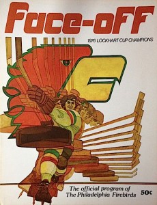 A game program touts the Philadelphia Firebirds' 1976 Lockhart Cup championship.