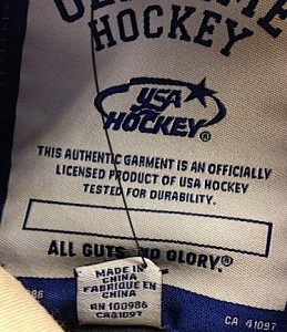 Chinese-made apparel licensed by USA Hockey
